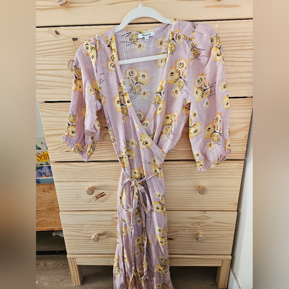 Madewell Wrap Dress with Yellow Floral Print